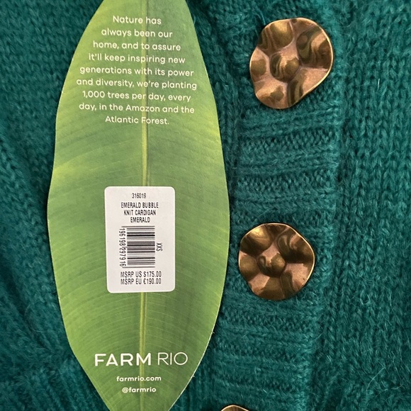 Farm Rio Emerald Bubble Knit Cardigan NWT - Picture 7 of 10